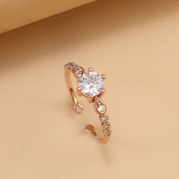 

Rhinestone Decor Cuff Ring, Gold