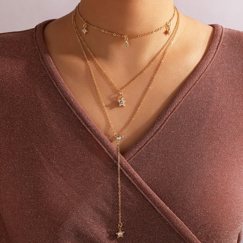 

Star Layered Necklace, Gold