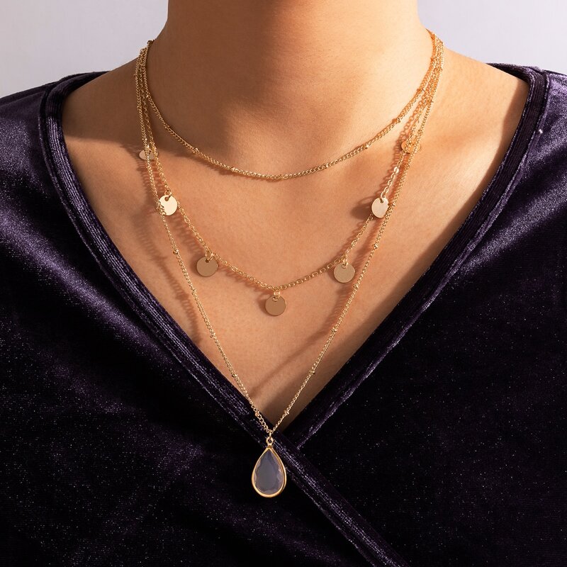 

Disc Layered Necklace, Gold