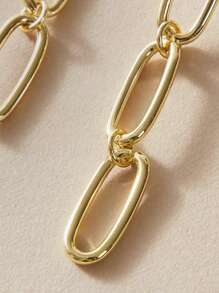 扣環幾何耳墜 - 金黃色 - 查看 4