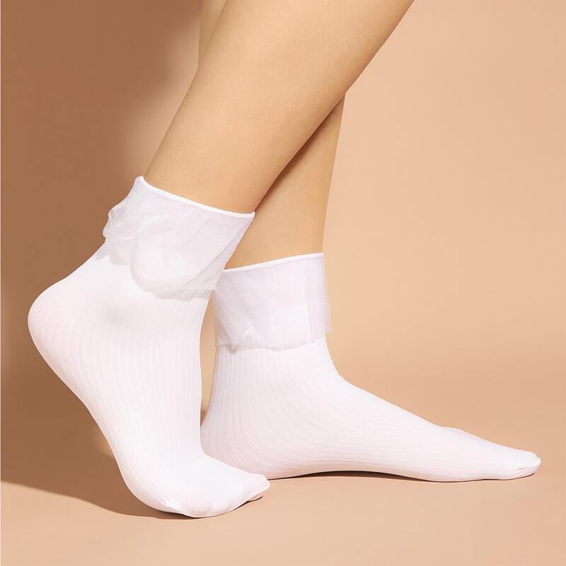 

1pair Solid Crew Socks, White