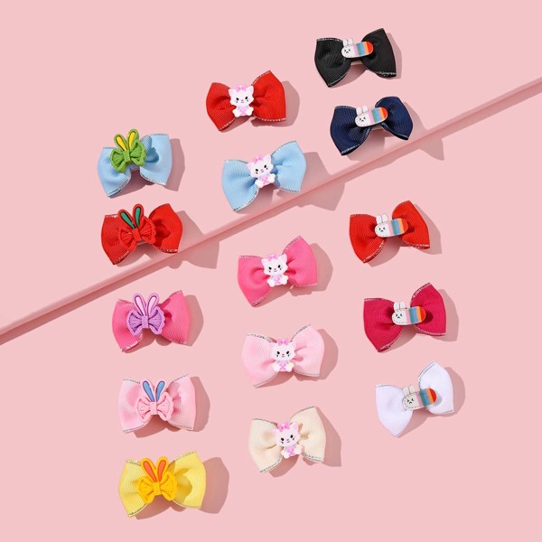 

15pcs Girls Bow Hair Clip, Multicolor