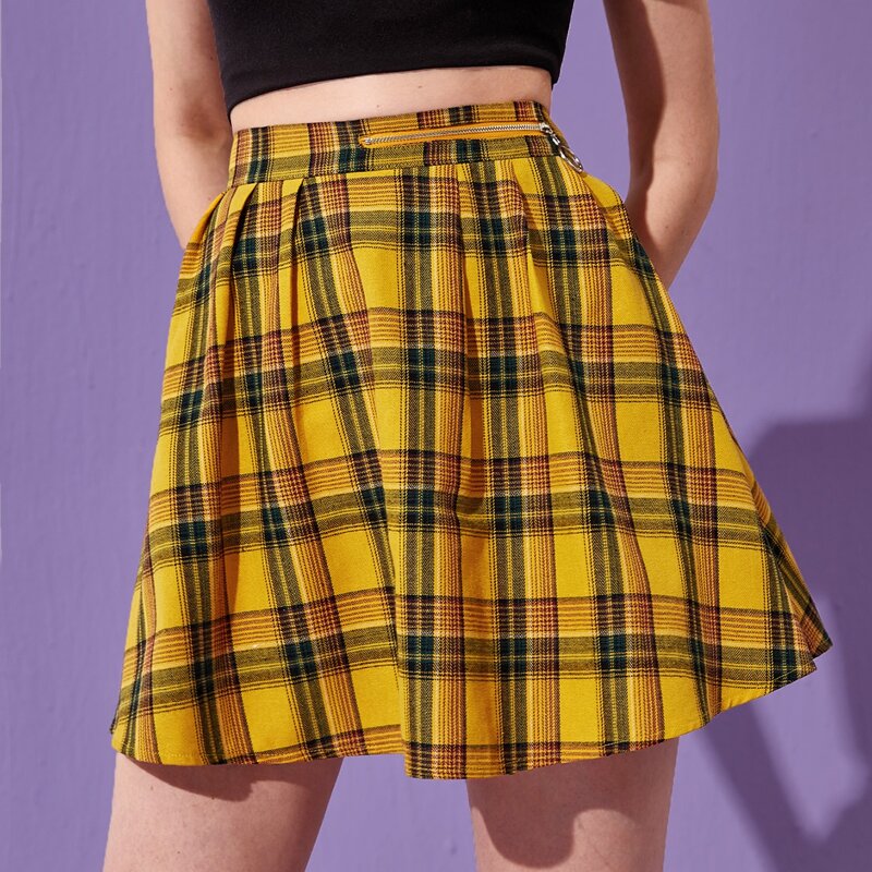 

Tartan Zipper Ring Skirt, Multicolor