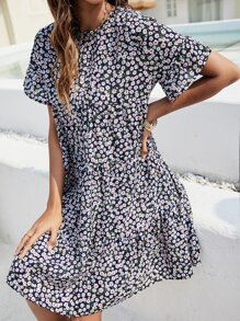 SHEIN Holidaya Đầm Xù Họa tiết hoa Boho - Nhiều màu - Xem 5