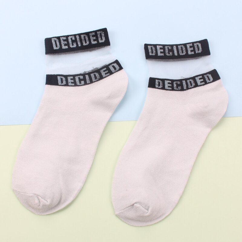 

1pair Contrast Mesh Crew Socks, White