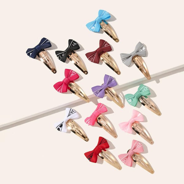 

13pcs Girls Bow Decor Hair Clip, Multicolor