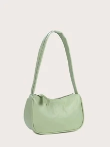 1pc Simple & Stylish Pu Leather Baguette Bag - Mint Green - View 2