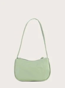 1pc Simple & Stylish Pu Leather Baguette Bag - Mint Green - View 3