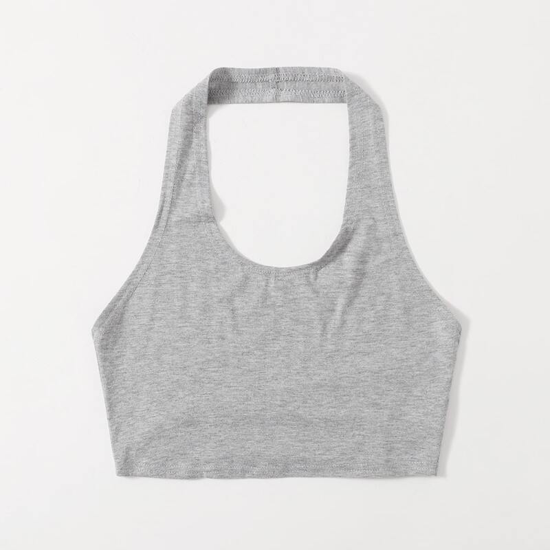 

Solid Halter Crop Top, Light grey