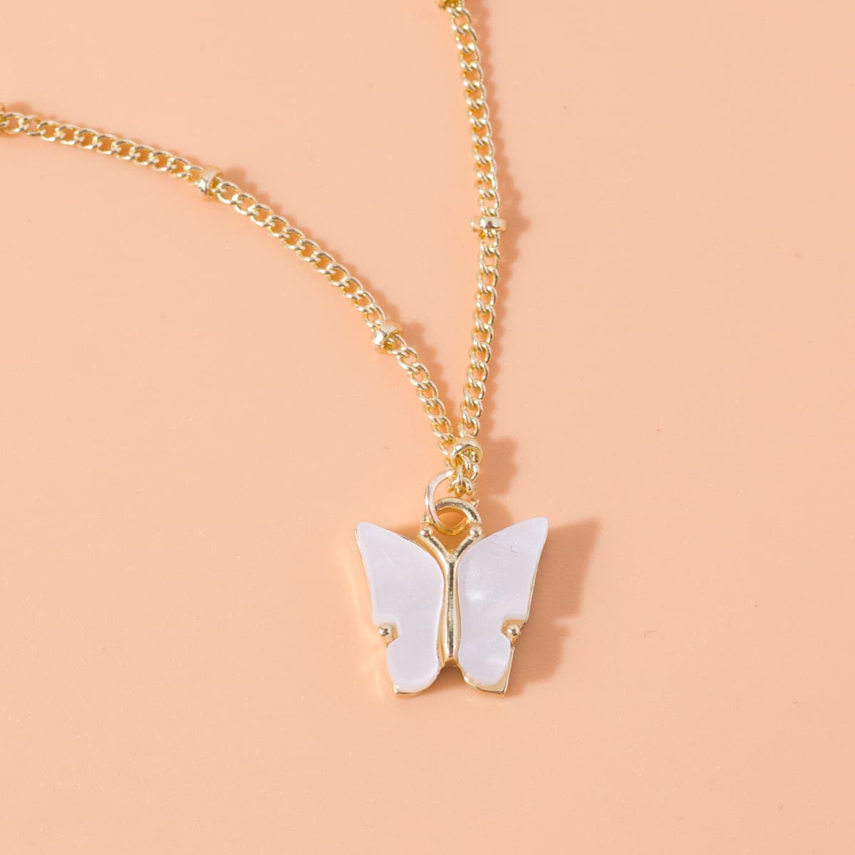 

Butterfly Pendant Necklace, White