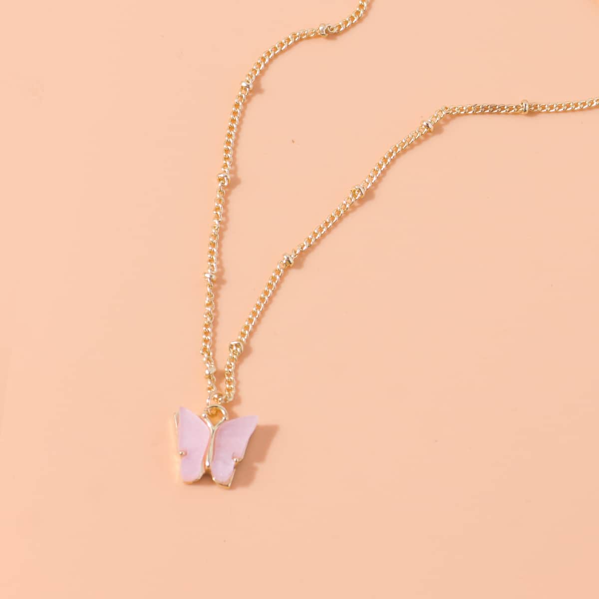 

Butterfly Pendant Necklace, Pink
