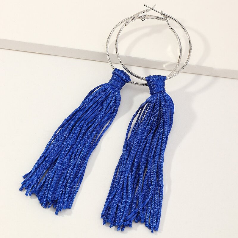 

Tassel Design Earrings, Blue