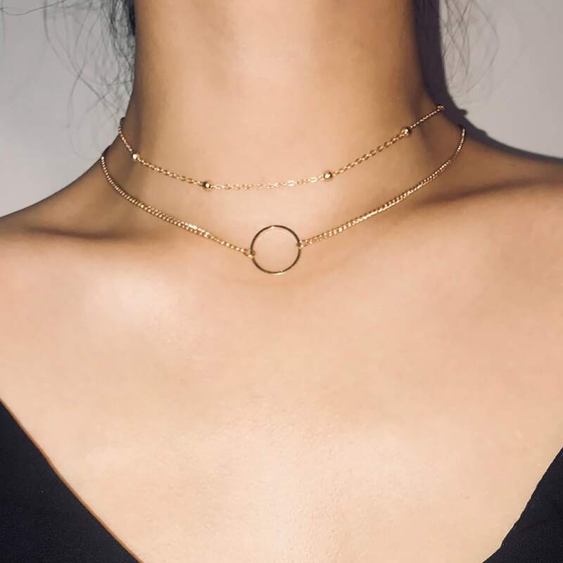 

Round Layered Necklace, Gold