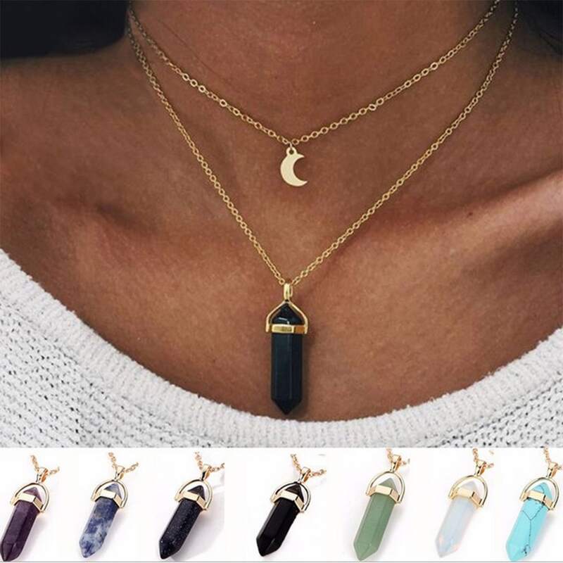 

Moon Layered Necklace, Multicolor