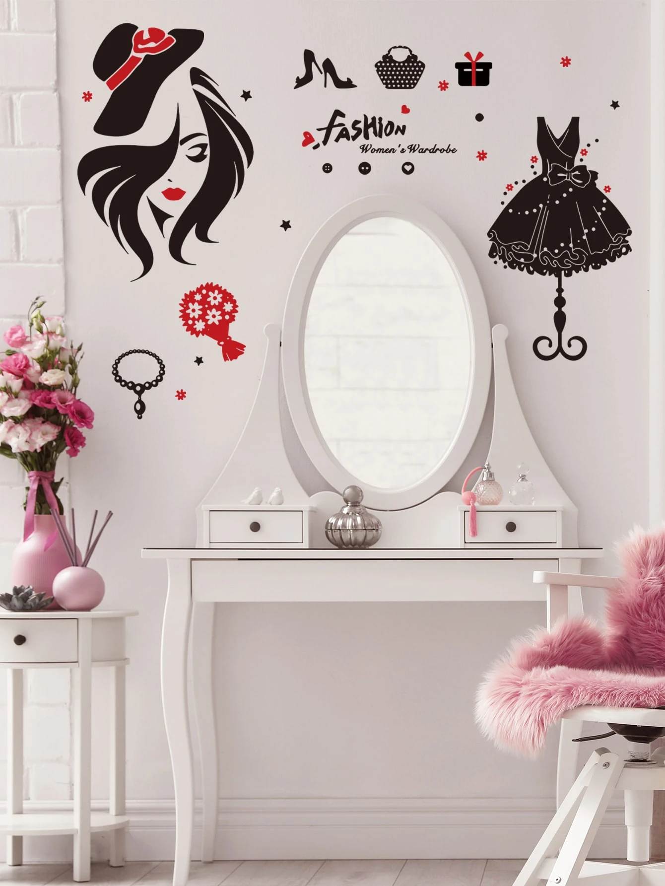 女の子プリント ウォールステッカー Shein Japan