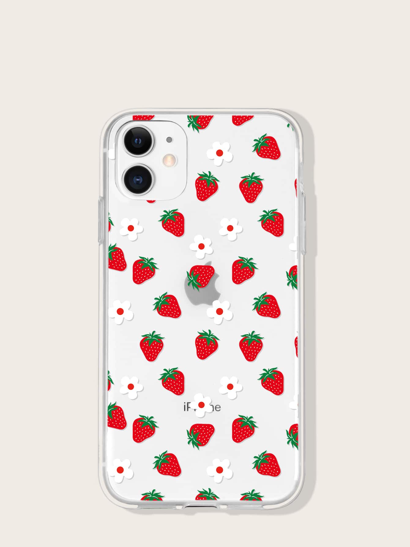 Summer Strawberry Print Clear Phone Case Comptible With IPhone 11,IPhone 13,Galaxy A52 - Red - View 1