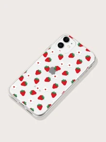 Summer Strawberry Print Clear Phone Case Comptible With IPhone 11,IPhone 13,Galaxy A52 - Red - View 2