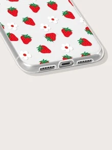 Summer Strawberry Print Clear Phone Case Comptible With IPhone 11,IPhone 13,Galaxy A52 - Red - View 3