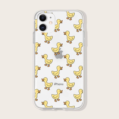 Cartoon Duck Print Clear Phone Case