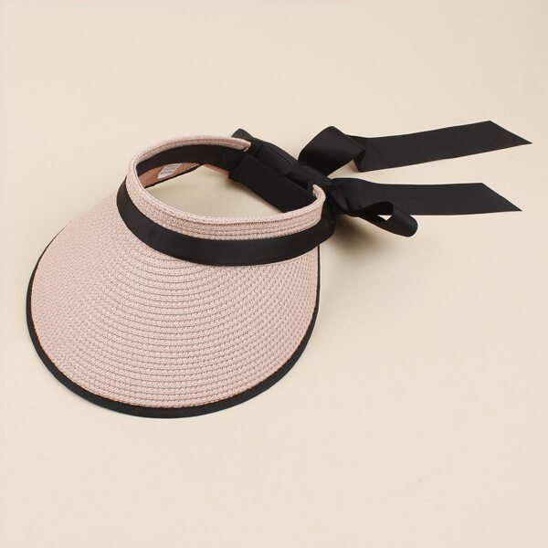 

Lace-up Bow Decor Visor Hat, Pink