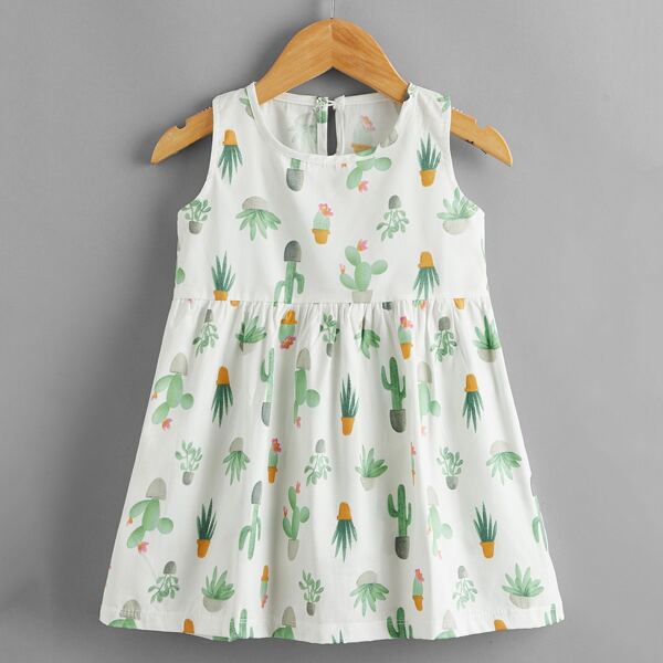 

Toddler Girls Allover Plants Print Smock Dress, Multicolor