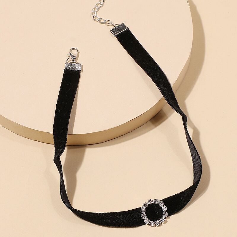 

Rhinestone Choker Necklace, Black