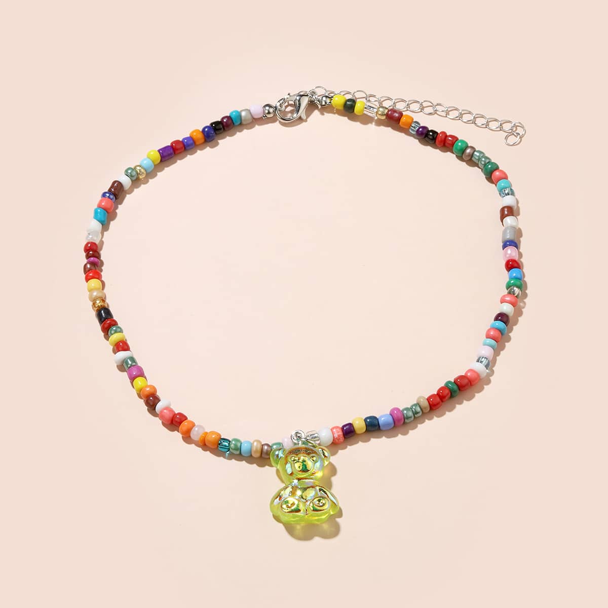 

Cartoon Bear Beaded Necklace, Multicolor