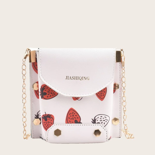 

Girls Strawberry Graphic Crossbody Bag, White