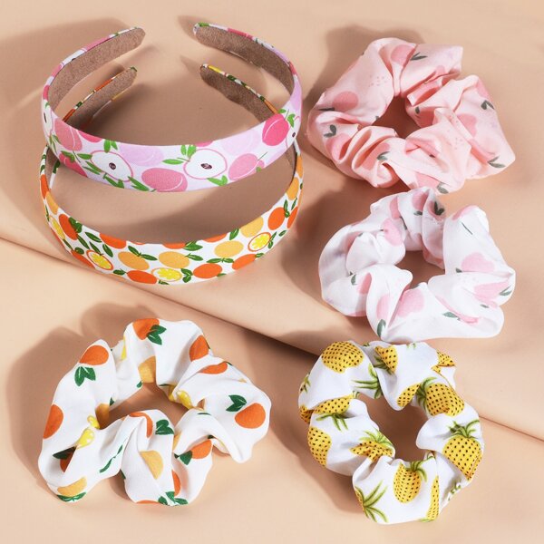 

6pcs Toddler Girls Fruit Print Hair Accessory, Multicolor