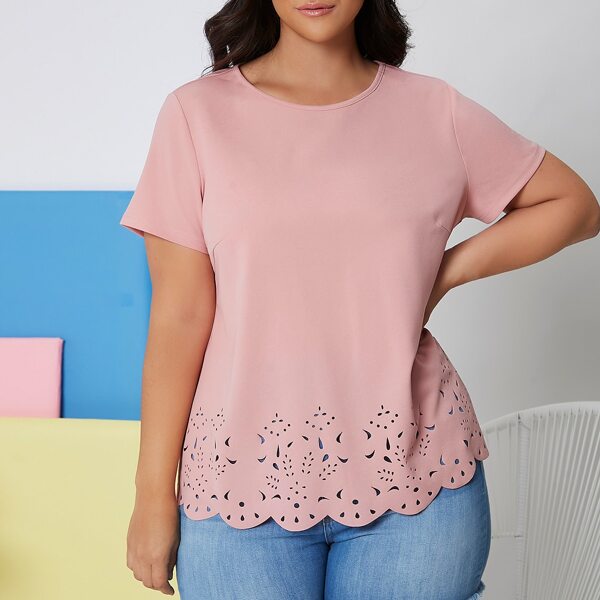 

Plus Laser Cut Scallop Edge Top, Dusty pink
