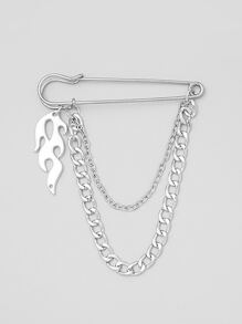 火焰魅力别针设计胸针 - 銀色 - 查看 2