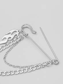 火焰魅力别针设计胸针 - 銀色 - 查看 3