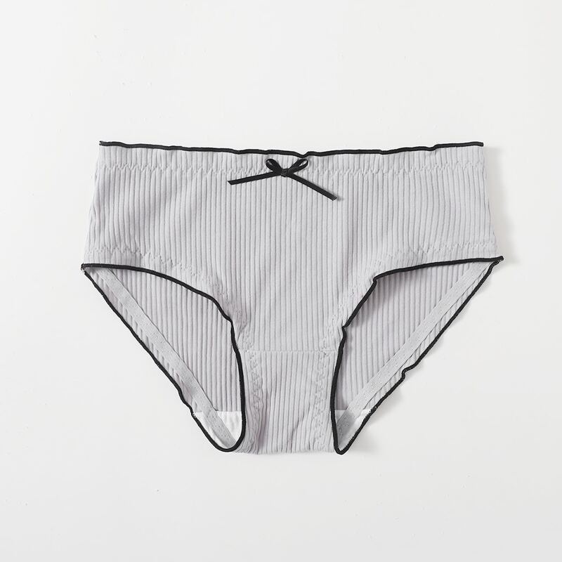 

Ribbed Lettuce Trim Panty, Grey