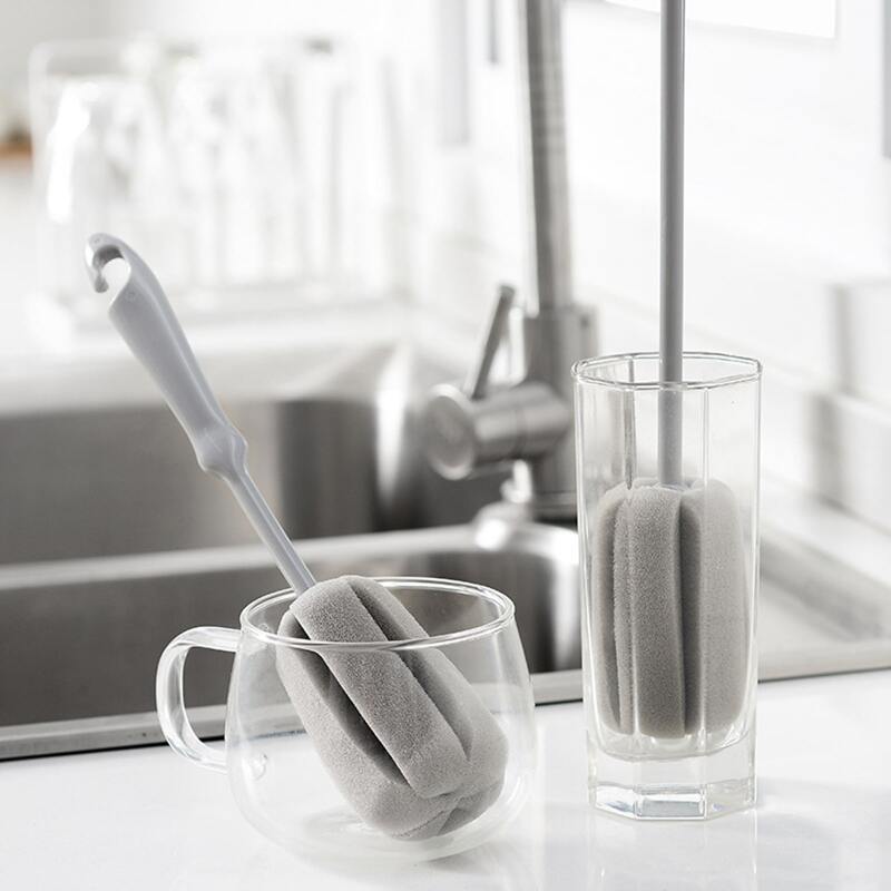 

1pc Cup Cleaning Sponge Brush, Grey