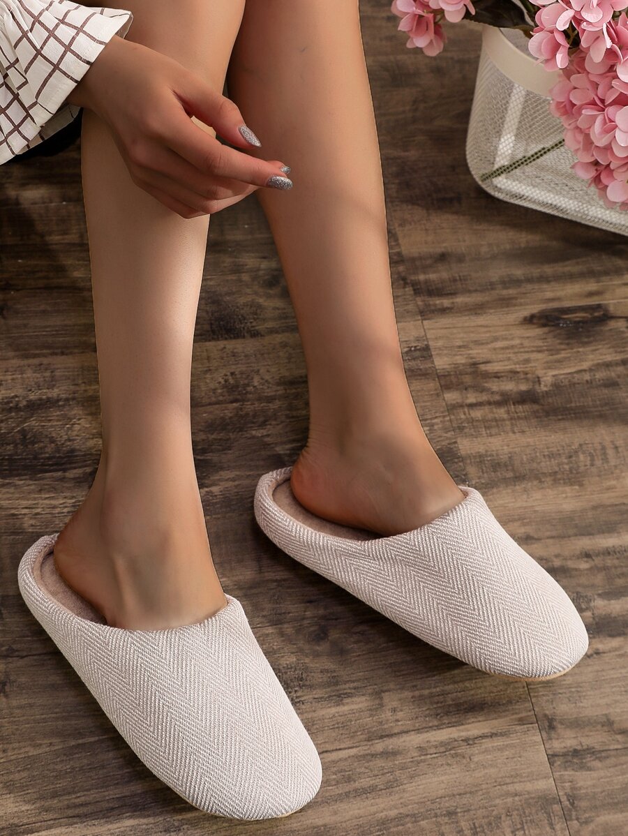 Round Toe Bedroom Slippers - Khaki - View 1