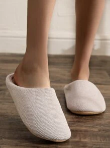 Round Toe Bedroom Slippers - Khaki - View 4