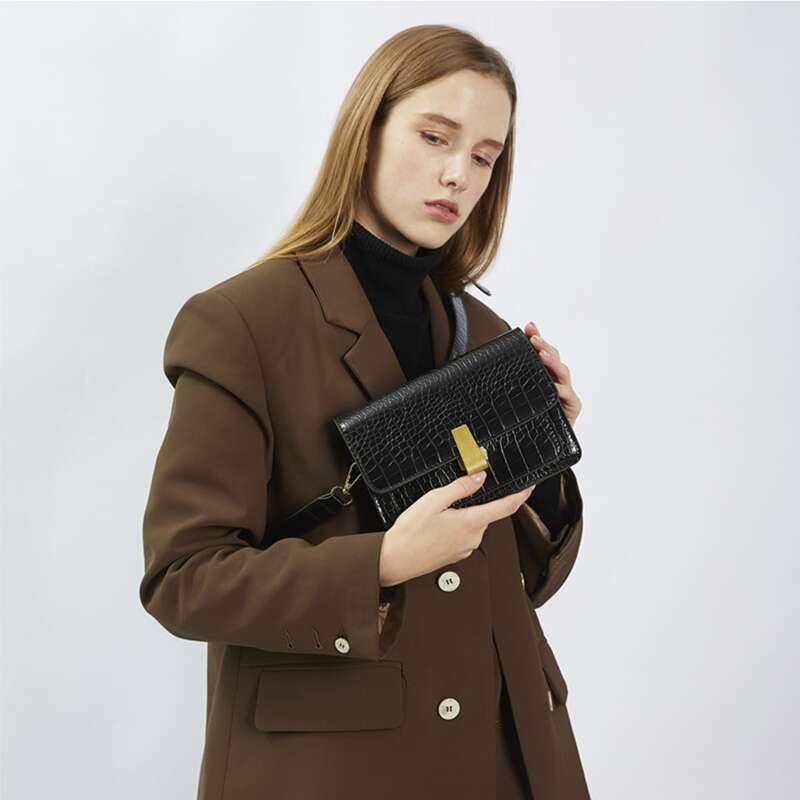 

Croc Embossed Crossbody Bag, Black