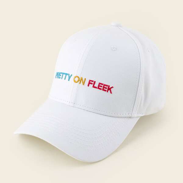 

Letter Embroidery Baseball Cap, White