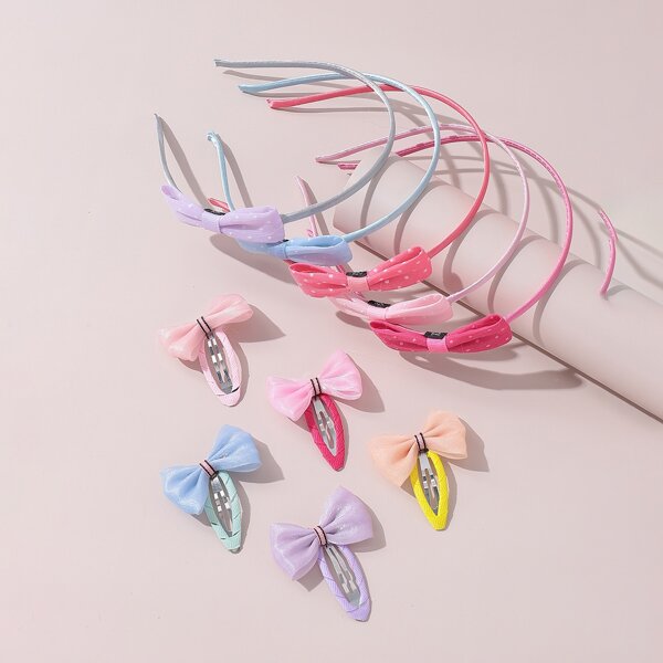 

10pcs Girls Random Bow Decor Hair Accessory, Multicolor