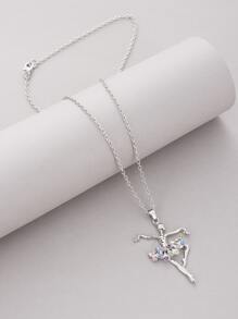 女孩芭蕾舞女孩吊墜項鍊 - 銀色 - 查看 2