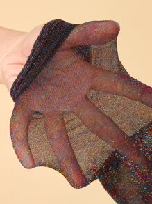 6 đôi tất cổ ngắn trong suốt lấp lánh thời trang dành cho nữ phù hợp cho các hoạt động hàng ngày, thường ngày, tiệc tùng, công sở, nghỉ mát, kết hợp với trang phục trở lại trường, phù hợp với mọi mùa, mùa thu - Nhiều màu - Xem 2