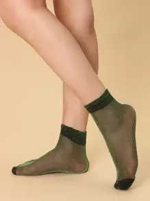 6 đôi tất cổ ngắn trong suốt lấp lánh thời trang dành cho nữ phù hợp cho các hoạt động hàng ngày, thường ngày, tiệc tùng, công sở, nghỉ mát, kết hợp với trang phục trở lại trường, phù hợp với mọi mùa, mùa thu - Nhiều màu - Xem 3