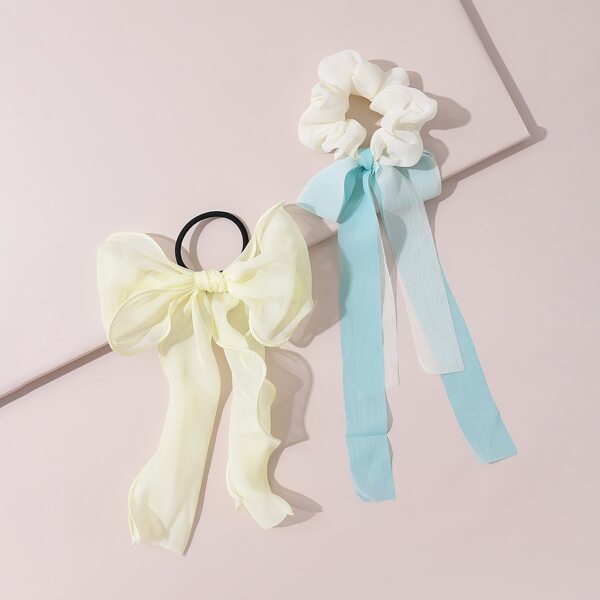 

2pcs Girls Knot Hair Tie, Multicolor