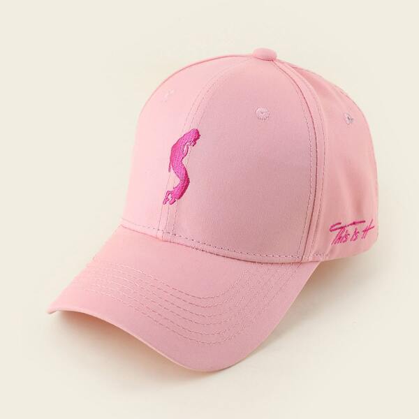 

Figure Embroidery Baseball Cap, Baby pink