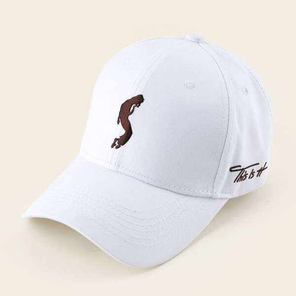 

Figure Embroidery Baseball Cap, White