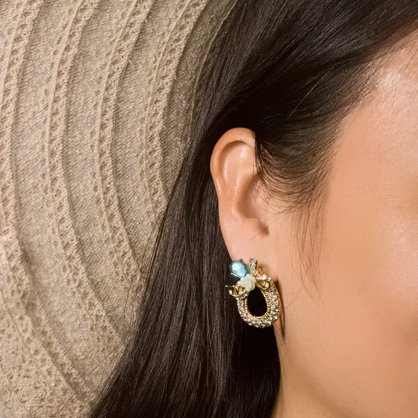 

Bow Knot Decor Round Design Stud Earrings, Green