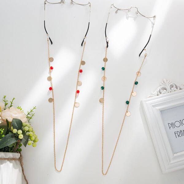 

2pcs Disc Charm Glasses Chain, Multicolor