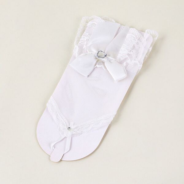 

Bow Knot Decor Mesh Gloves, White