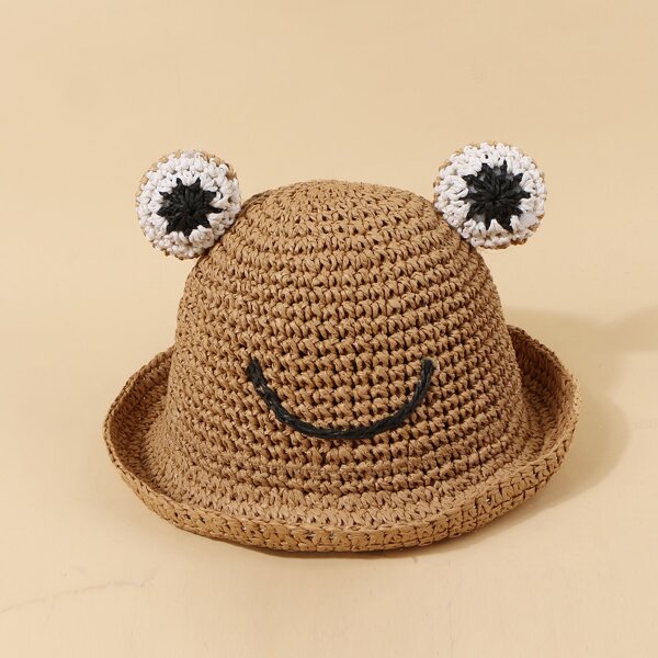 

Kids Ear Decor Straw Hat, Khaki