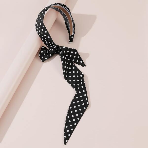 

Polka Dot Print Hair Hoop, Black